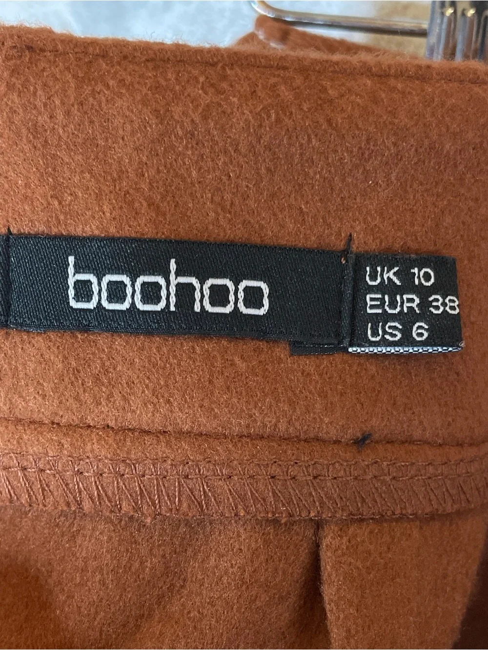 Boohoo Rust Brown Cargo Pocket Midi Pencil Skirt Size 6